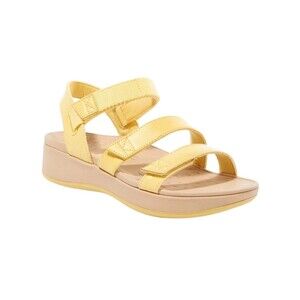 🔥 NEW Vionic Sandals Womens Size 6 Yellow Wedge Platform Strappy Comfort Misty